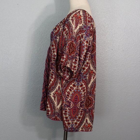 One World Boho Peasant Blouse With Tassels Size XL Live and Let Live - Picture 5 of 12